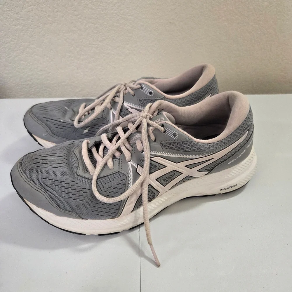 Asics Gel Contend‎ 7 Women's Running Shoes Gray Pink Lace Up Athletic Size 8.5